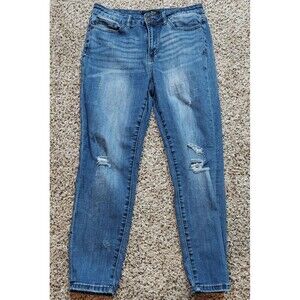 Judy Blue Jeans Women's Size 30 Light Wash Denim Relaxed Fit Stretch Distressed